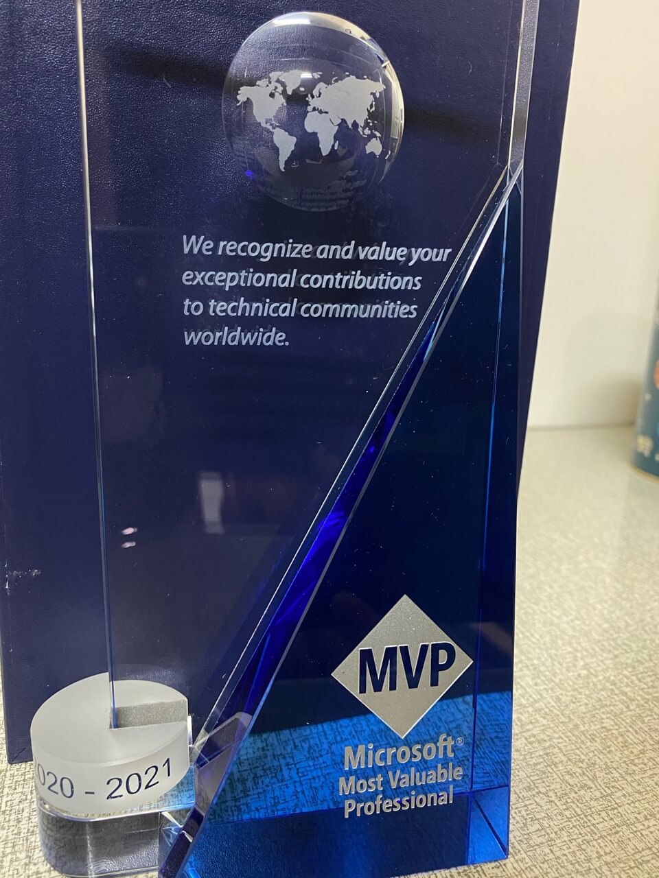 Ko Ko Microsoft MVP Award trophy